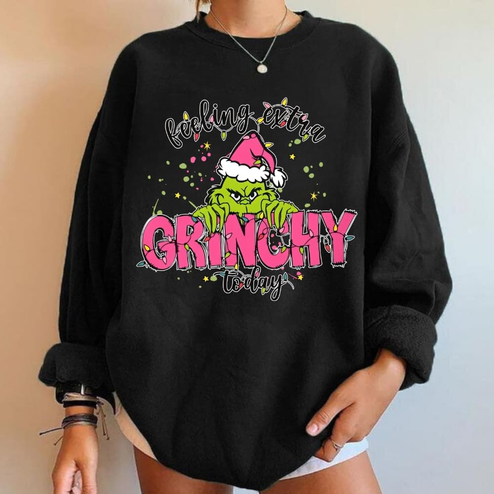 Feeling Extra Grinchy Today T-Shirt, Sweatshirt, Hoodie - Grinchmas Gift – image 4, Grinch Tee, christmas tees, christmas pullover ugly, ugly xmas sweatshirt, ugly sweatshirt christmas, christmas sweatshirt ugly, ugly christmas sweatshirt men
