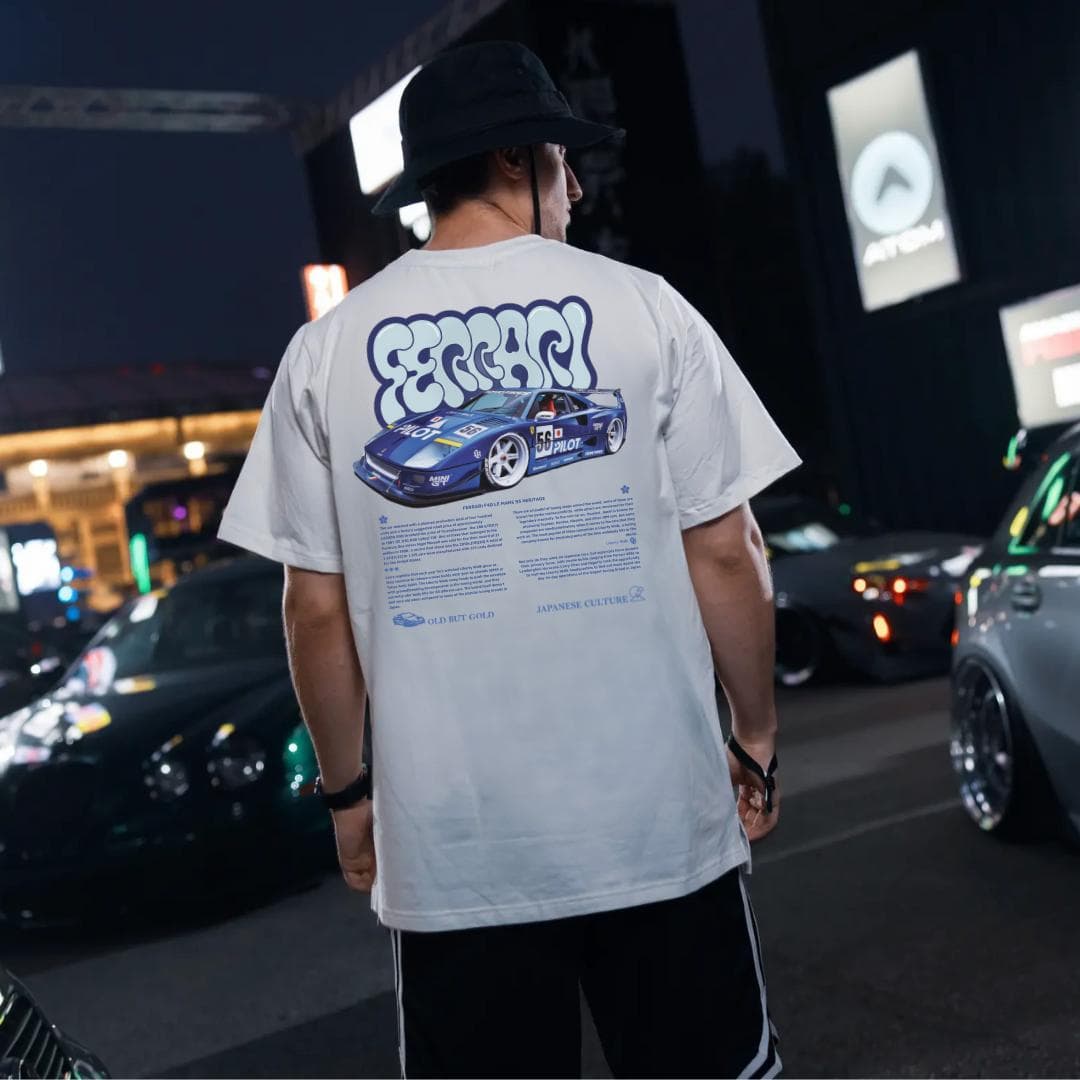 Ferrari F40 Blue Liberty Walk T-Shirt - Classic Car Enthusiast Mens – image 3, car tee, Ferari Tee, Ferari Merch, Ferari Shirt, Ferari Sweatshirt, Ferari Hoodie, Ferari Clothes