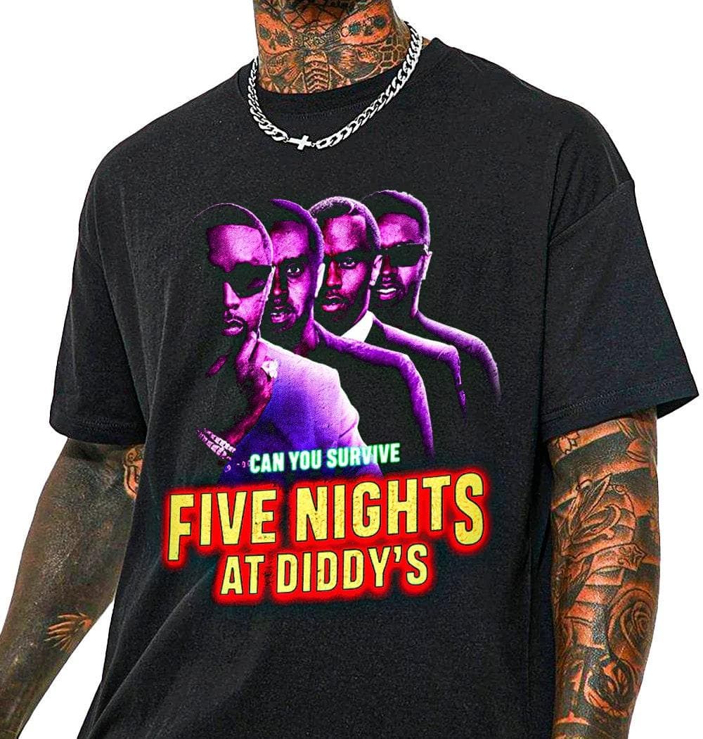 Five Nights At Diddy's T-Shirt, Retro 90s Five Nights At Diddy's Graphic T-Shirt, Diddy Party Shirt, Funny Bootleg Diddy Cotton Tee T-shirts, Crewnecks, Hoodies – Gifts Suitable for Anyone, Sweatshirt, Hoodie – image 1, Five Nights At Diddy Tee, Five Nights At Diddy Merch, Five Nights At Diddy Shirt, Five Nights At Diddy Sweatshirt, Five Nights At Diddy Hoodie, Five Nights At Diddy Clothes