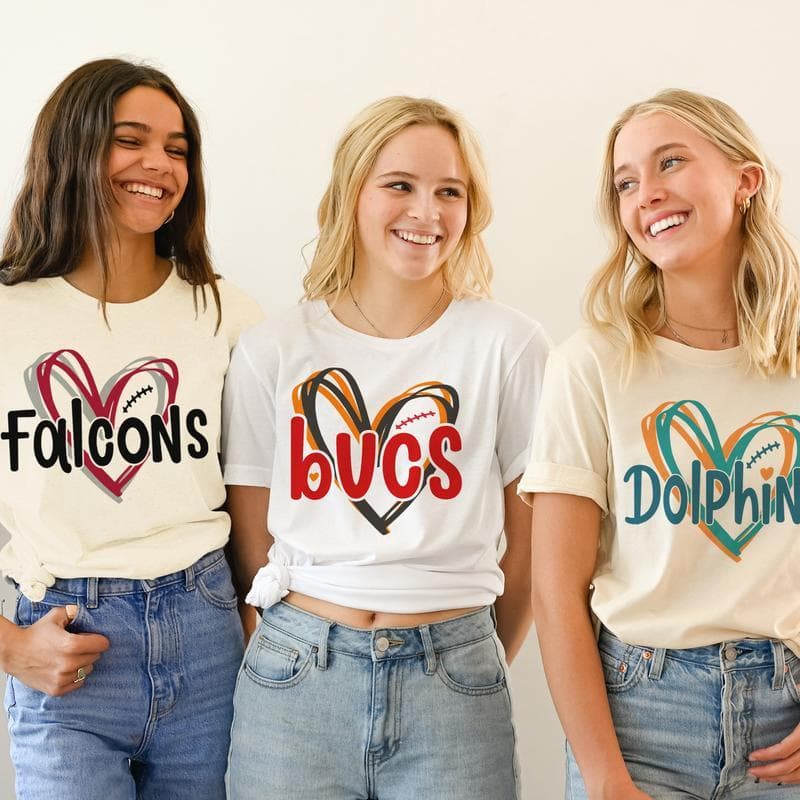 Football Heart Tees Valentine TEam Football T-Shirts Hometown Team Football Tees Sports Team T-Shirts Football Fan Tshirt Sports Football Fan Tees n68 – image 1, NFL Tee, San Francisco 49ers Tee, Dallas Cowboys Tee, Detroit Lions Tee, Kansas City Chiefs Tee, Tampa Bay Buccaneers Tee, Arizona Cardinals Tee