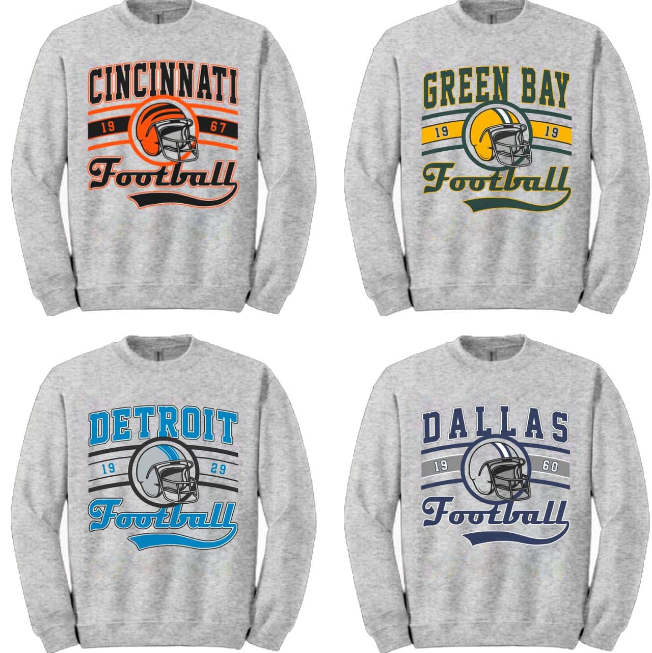 Football Sweatshirt, Vintage Football Sweatshirt All Teams, Gifts For Football Fan Classic Casual – image 1, NFL Tee, San Francisco 49ers Tee, Dallas Cowboys Tee, Detroit Lions Tee, Kansas City Chiefs Tee, Tampa Bay Buccaneers Tee, Arizona Cardinals Tee