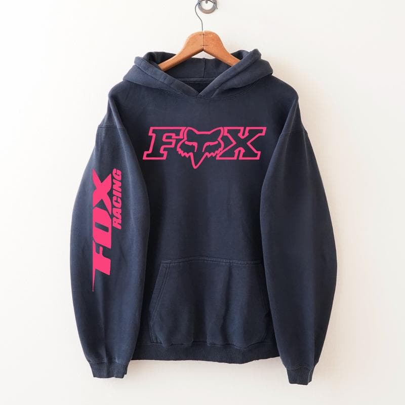 Fox Racing Pink Logo Hoodie - Unisex Moto Dirt Bike Pullover – image 1, Fox Racing Tee, Fox Racing Merch, Fox Racing Shirt, Fox Racing Sweatshirt, Fox Racing Hoodie, Fox Racing Clothes