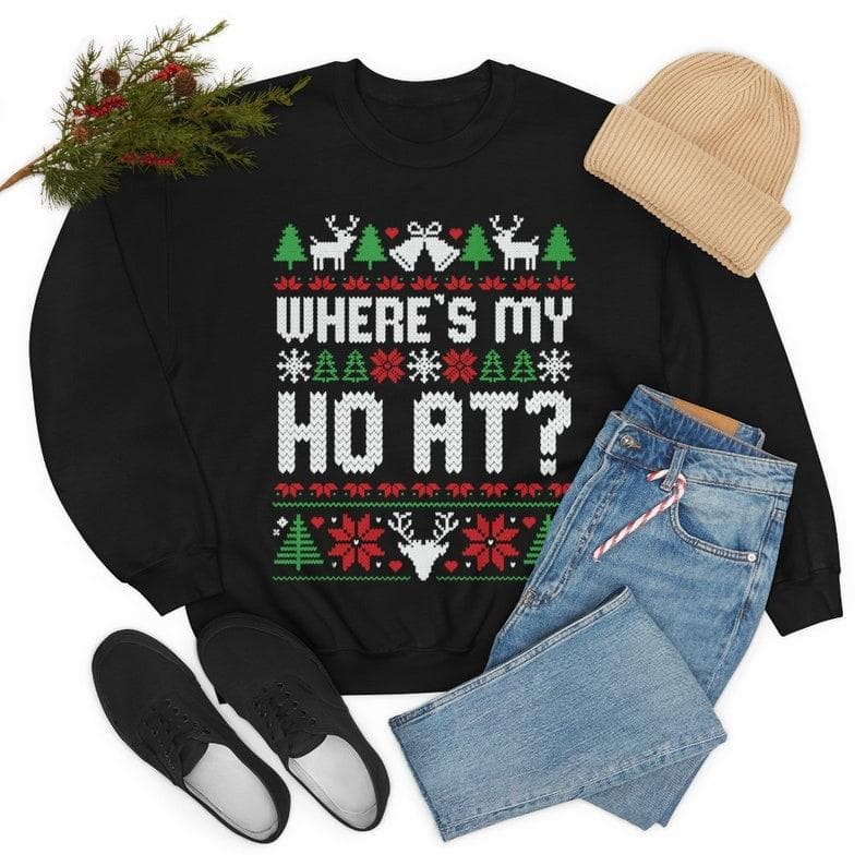 Sudadera Navideña Fea Divertida Para Parejas A Juego 'Where My Ho's At' – image 3, Funny Couples Ugly Christmas Tee, Funny Couples Ugly Christmas Merch, Funny Couples Ugly Christmas Shirt, Funny Couples Ugly Christmas Sweatshirt, Funny Couples Ugly Christmas Hoodie, Funny Couples Ugly Christmas Clothes