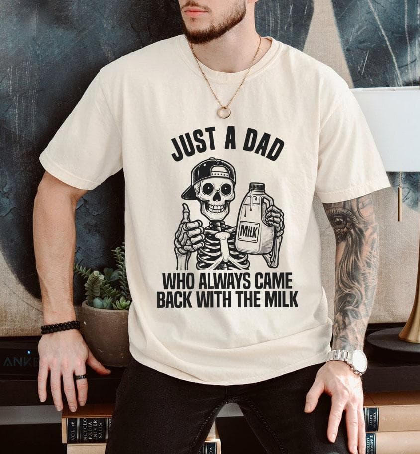 Playera/Sudadera Graciosa 'Papá Leche Esqueleto', Humor Oscuro Día del Padre – image 2, Dad Milk Skeleton Tee, Dad Milk Skeleton Merch, Dad Milk Skeleton Shirt, Dad Milk Skeleton Sweatshirt, Dad Milk Skeleton Hoodie, Dad Milk Skeleton Clothes
