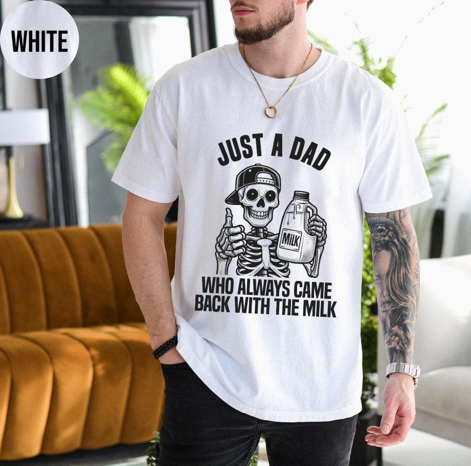 Playera/Sudadera Graciosa 'Papá Leche Esqueleto', Humor Oscuro Día del Padre – image 3, Dad Milk Skeleton Tee, Dad Milk Skeleton Merch, Dad Milk Skeleton Shirt, Dad Milk Skeleton Sweatshirt, Dad Milk Skeleton Hoodie, Dad Milk Skeleton Clothes