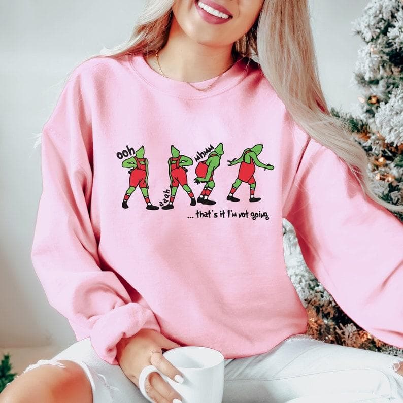 Divertida Sudadera Grinch Navidad - "That's It I'm Not Going" Retro Suéter – image 4, Grinch Tee, Grinch Merch, Grinch Shirt, Grinch Sweatshirt, Grinch Hoodie, Grinch Clothes