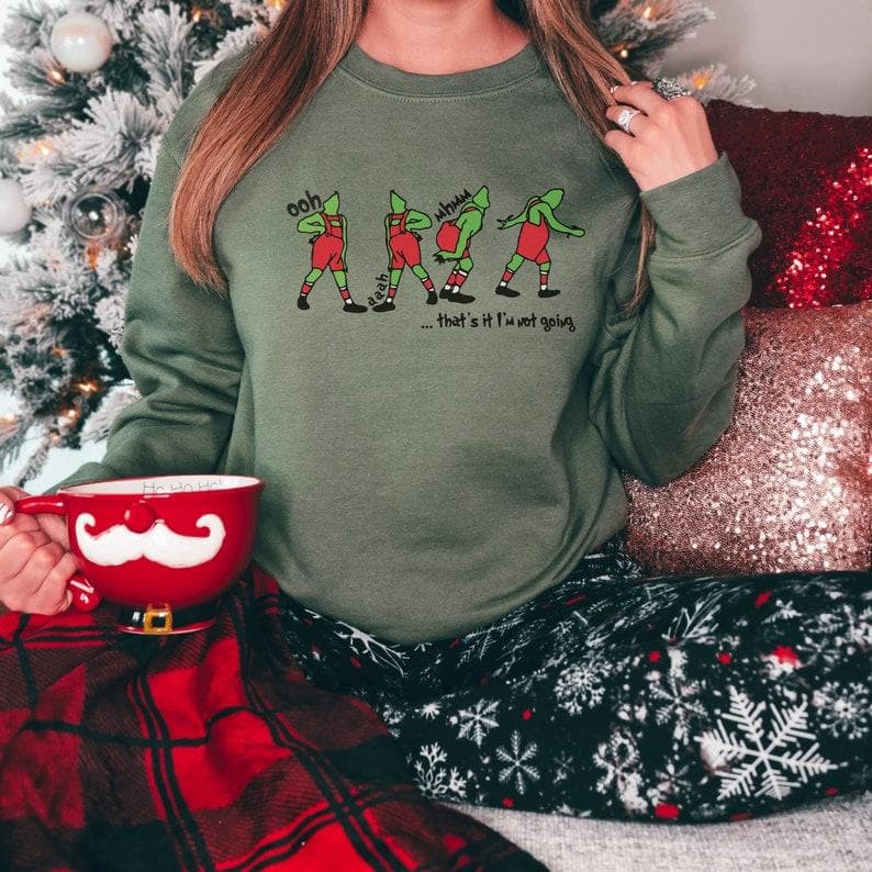 Divertida Sudadera Grinch Navidad - "That's It I'm Not Going" Retro Suéter – image 3, Grinch Tee, Grinch Merch, Grinch Shirt, Grinch Sweatshirt, Grinch Hoodie, Grinch Clothes