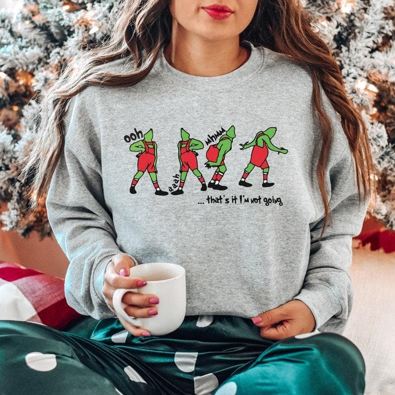 Divertida Sudadera Grinch Navidad - "That's It I'm Not Going" Retro Suéter – image 2, Grinch Tee, Grinch Merch, Grinch Shirt, Grinch Sweatshirt, Grinch Hoodie, Grinch Clothes