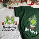 Divertidas Camisetas de Pijama Grinch Navideñas a Juego para Pareja 2 small thumbnail