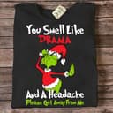 Funny 'Smell Like Drama & Headache' Christmas T-Shirt, Xmas Gift Cotton Tee 1 small thumbnail