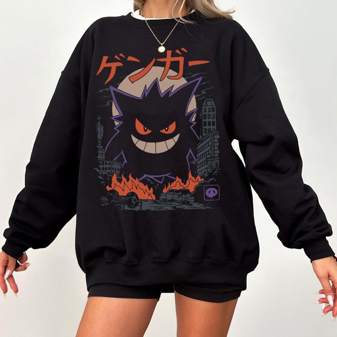 Gengar Sweatshirt, Dark Ghost Kaiju Japanese Style Hoodie, Japanese Anime Movie Film Nerd Gaming Novelty Funny Unisex Shirt – image 1, Gengar Tee, Gengar Shirt, Gengar Sweatshirt, Gengar Hoodie, anime Tee, anime Shirt, anime Sweatshirt