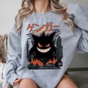 Gengar Sweatshirt, Dark Ghost Kaiju Japanese Style Hoodie, Japanese Anime Movie Film Nerd Gaming Novelty Funny Unisex Shirt 2 small thumbnail