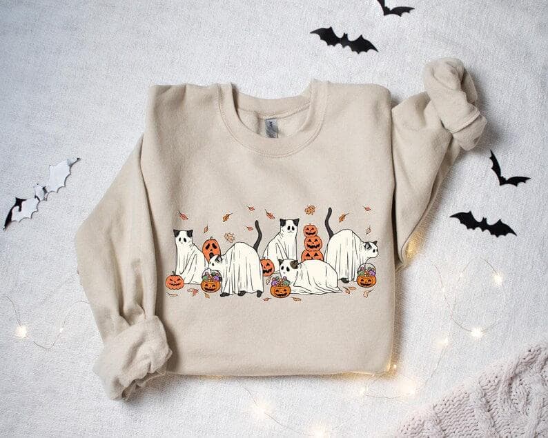 Ghost Cat Halloween Sweatshirt & Hoodie | Comfort Colors Cat Sweater – image 2, Ghost Cat Tee, Ghost Cat Merch, Ghost Cat Shirt, Ghost Cat Sweatshirt, Ghost Cat Hoodie, Ghost Cat Clothes