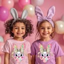 Girls Coquette Bubblegum Bunny Easter Shirt & Toddler Outfit Gift 2 small thumbnail