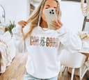 Sudadera Dios Es Bueno, Regalo Cristiano Bohemio para Mujer y Unisex 3 small thumbnail
