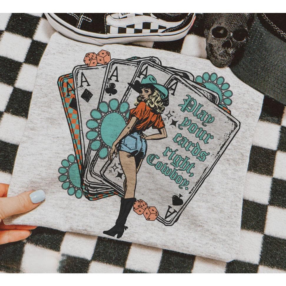Grunge Play Your Cards Right Sweatshirt | Vintage Western Cowgirl Top – image 1, Grunge Play Your Cards Right Tee, Grunge Play Your Cards Right Merch, Grunge Play Your Cards Right Shirt, Grunge Play Your Cards Right Sweatshirt, Grunge Play Your Cards Right Hoodie, Grunge Play Your Cards Right Clothes