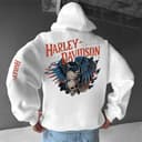 Harley Davidson Men's Ghoulish Biker Skull Hoodie Sweatshirt Tee 2 small thumbnail