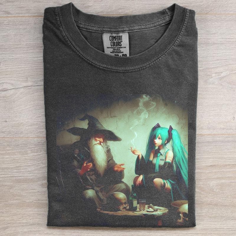 Hatsune Miku and Wizard Smoke Comfort Colors Tee, Retro Fantasy Movies Graphic Funny Sweatshirt – image 1, Hatsune Miku and Wizard Smoke Tee, Hatsune Miku and Wizard Smoke Shirt, Hatsune Miku and Wizard Smoke Sweatshirt, Hatsune Miku and Wizard Smoke Hoodie, Hatsune Miku and Wizard Smoke Clothes