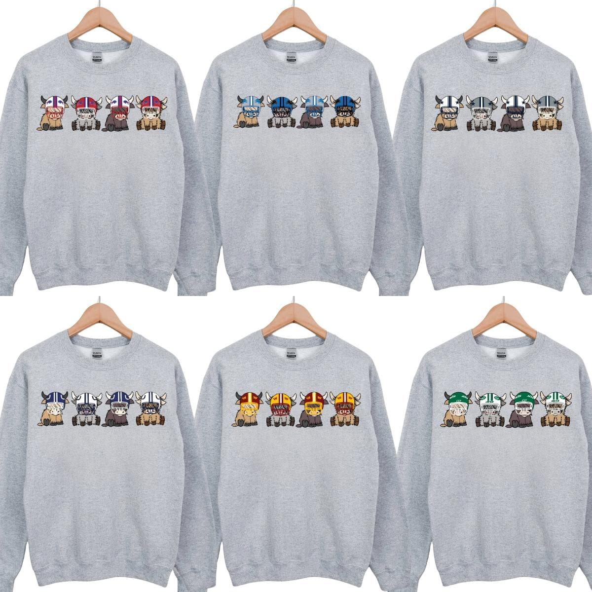 Highland Cow All Football Teams Crewneck - Football Sweatshirts, Cute Cow Crewnecks, Cow Clothing Gameday Sweater Unique, Lovely Sweaters for Football Couples – image 1, NFL Tee, San Francisco 49ers Tee, Dallas Cowboys Tee, Detroit Lions Tee, Kansas City Chiefs Tee, Tampa Bay Buccaneers Tee, Arizona Cardinals Tee