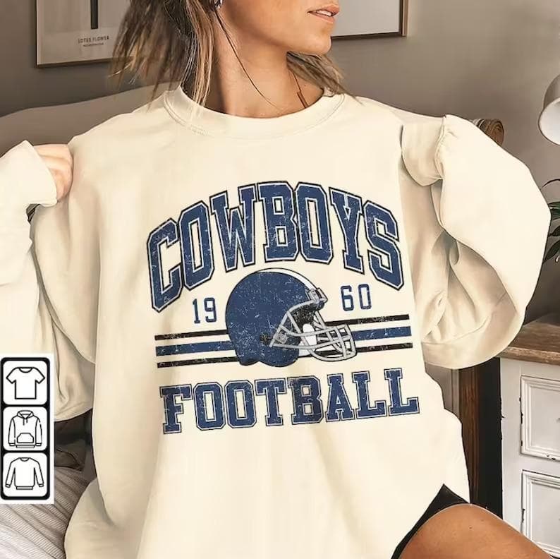 Hot Deal Vintage Football Crewneck Sweatshirt, Unisex T-shirt Retro Style 90s Vintage Pullover Hoodie, Graphic Tee Gift For Football Fan Cotton Casual Long Sleeve Sleeve – image 1, Dallas Cowboys Tee, cowboys shirt, cowboys tshirt, dallas cowboy shirt, dallas cowboys dress shirt, dallas cowboys football shirt, shirt dallas cowboys