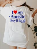 Camiseta I Love My Autistic Boyfriend y Regalos de Pareja: Tee, Sudadera, Hoodie 3 small thumbnail