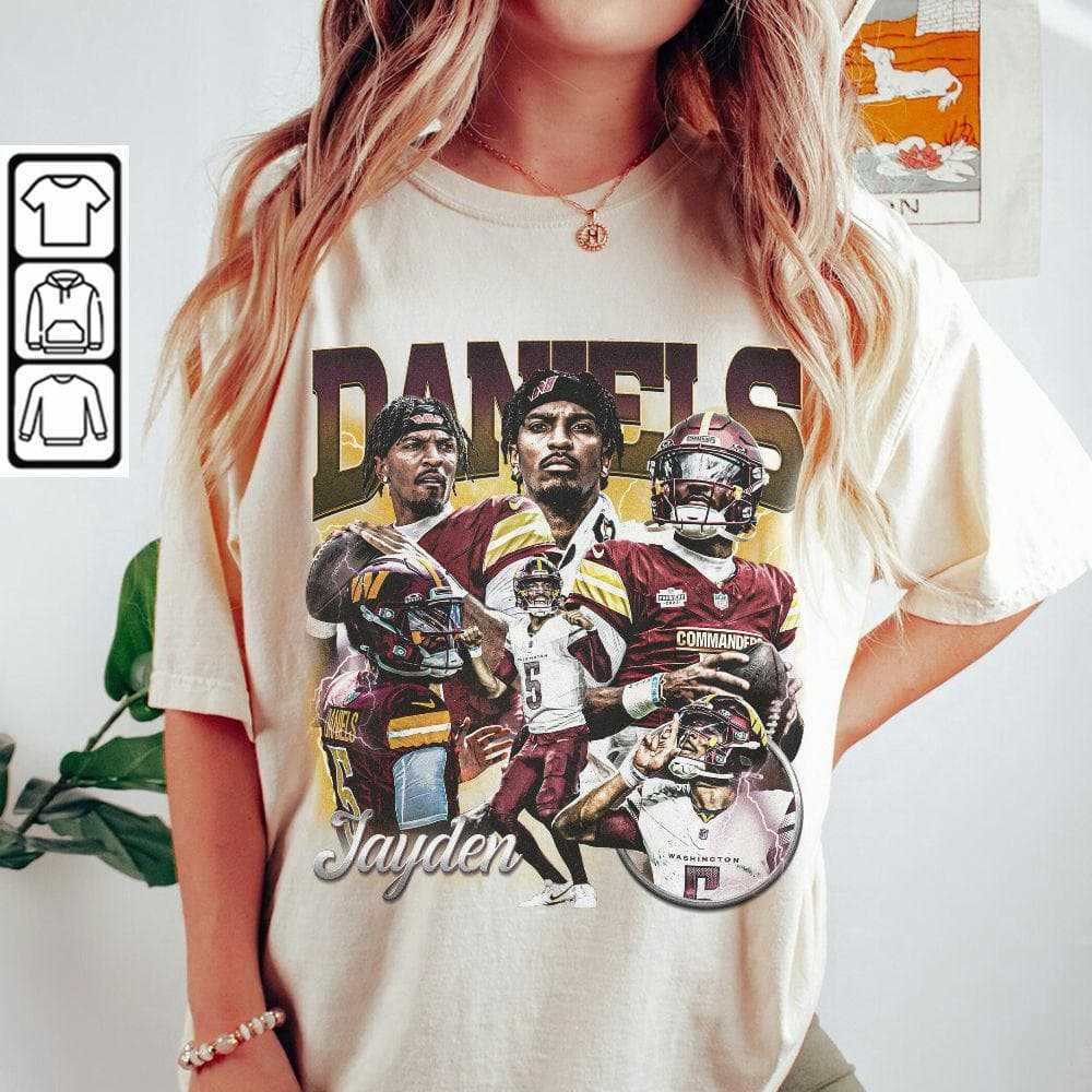 Jayden Daniels Football Shirt - Vintage 90s Fan Gift Unisex – image 3, Jayden Daniels Tee, Jayden Daniels Merch, Jayden Daniels Shirt, Jayden Daniels Sweatshirt, Jayden Daniels Hoodie, Jayden Daniels Clothes