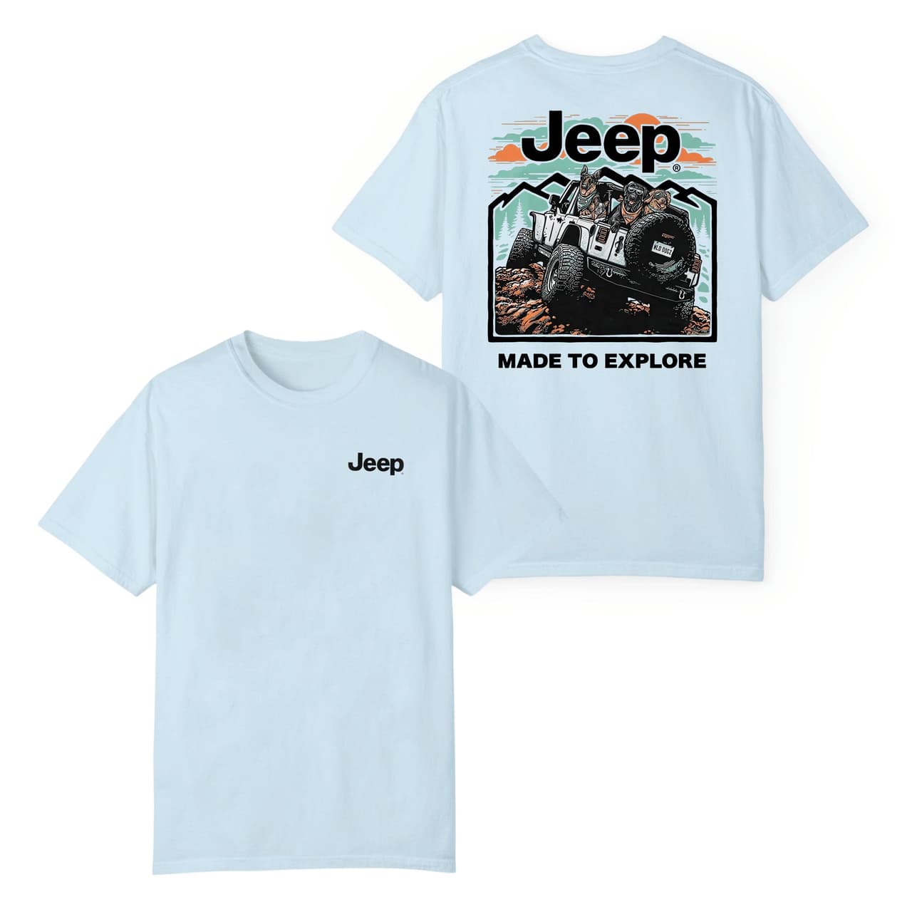 Camiseta Jeep Made to Explore Teñida con Pigmentos - Estampado Delantero/Trasero, Regalo Unisex – image 4, Jeep Tee, Jeep Merch, Jeep Shirt, Jeep Sweatshirt, Jeep Hoodie, Jeep Clothes