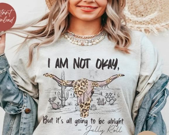 Jelly Roll 'I Am Not Okay', 'Somebody Save Me' Shirt, Tee, Hoodie – image 1, I am not okay Tee, I am not okay Merch, I am not okay Shirt, I am not okay Sweatshirt, I am not okay Hoodie, I am not okay Clothes