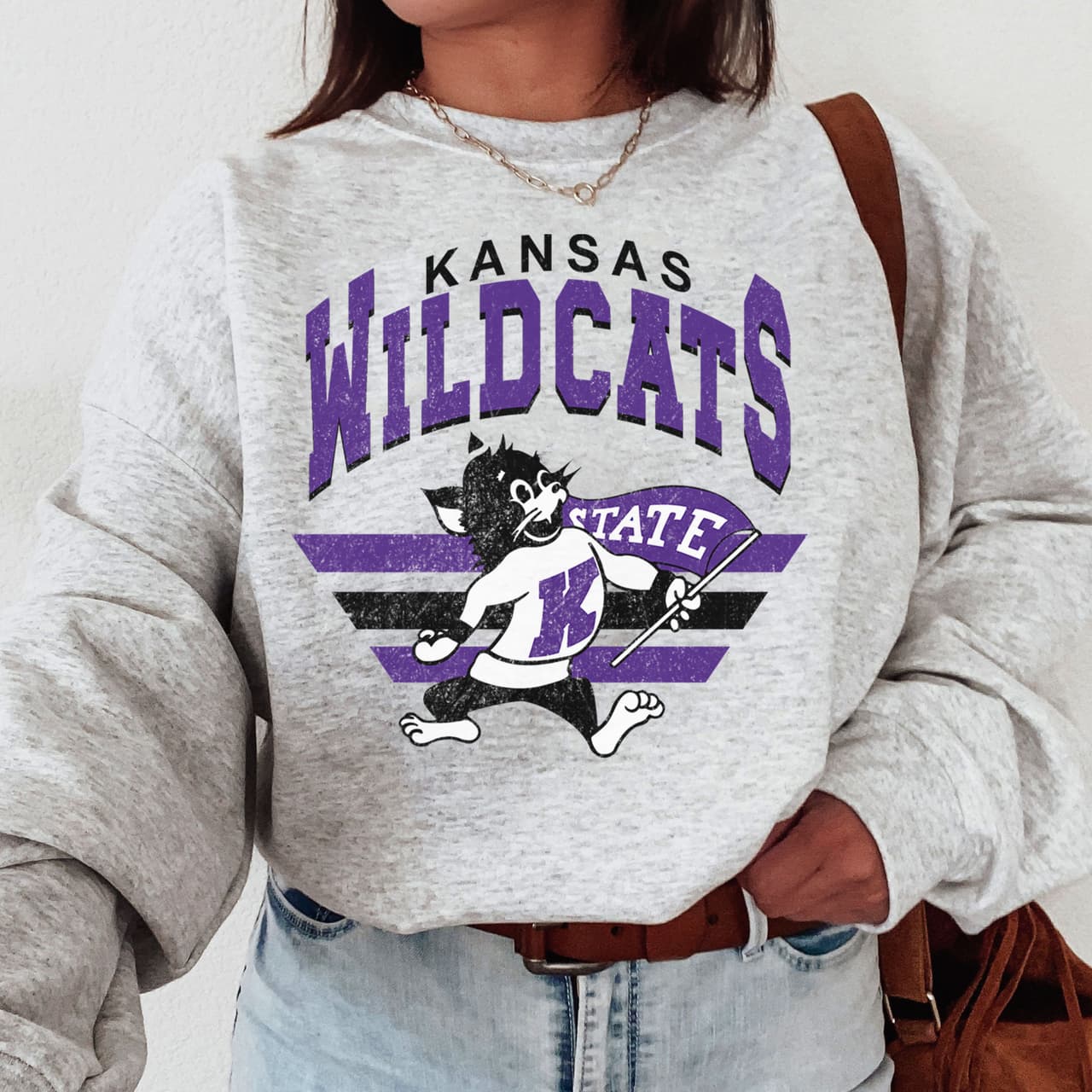 Kansas State Wildcats Vintage NCAA Football Unisex Sweatshirt - Cotton – image 1, Kansas State Wildcats Tee, Kansas State Wildcats Shirt, Kansas State Wildcats Sweatshirt, Kansas State Wildcats Hoodie