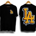 LA letter oversize print tshirt for man loose t shirt, Long Sleeve tops Round neck casual clothing Sweatshirt, Streetwear Graphic Cotton Hoodie 1 small thumbnail