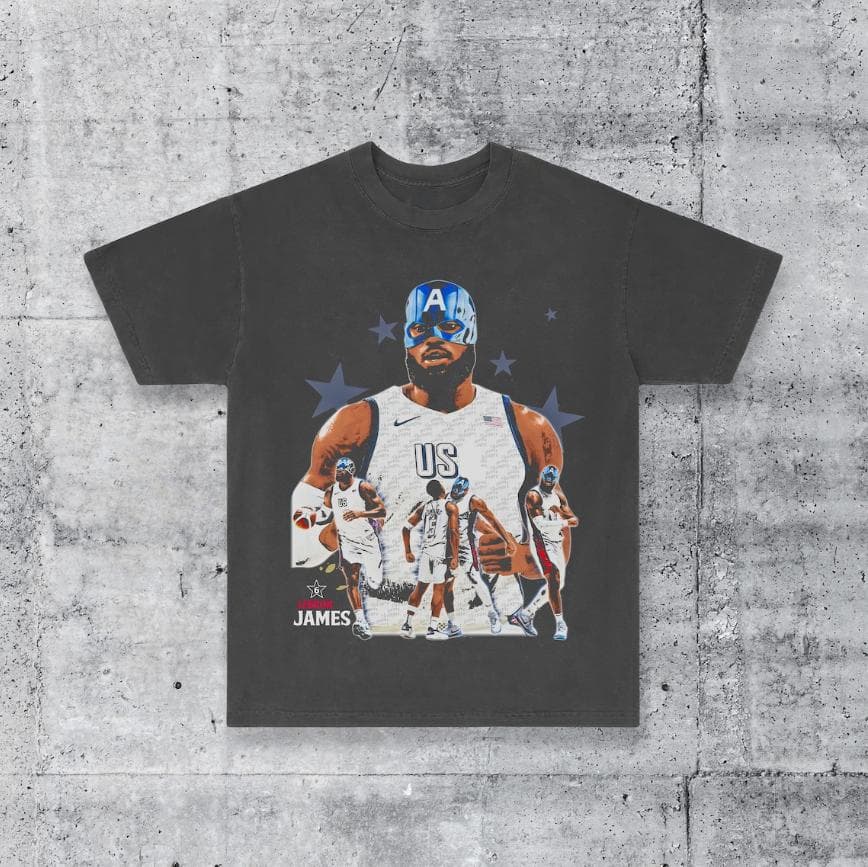 LeCaptain America James Streetwear Graphic Print Cotton Tee for USA Basketball Team, Men's Casual Wear – image 1, Paris LeBron LeCaptain America James Tee, Paris LeBron LeCaptain America James Merch, Paris LeBron LeCaptain America James Shirt, Paris LeBron LeCaptain America James Sweatshirt, Paris LeBron LeCaptain America James Hoodie, Paris LeBron LeCaptain America James Clothes