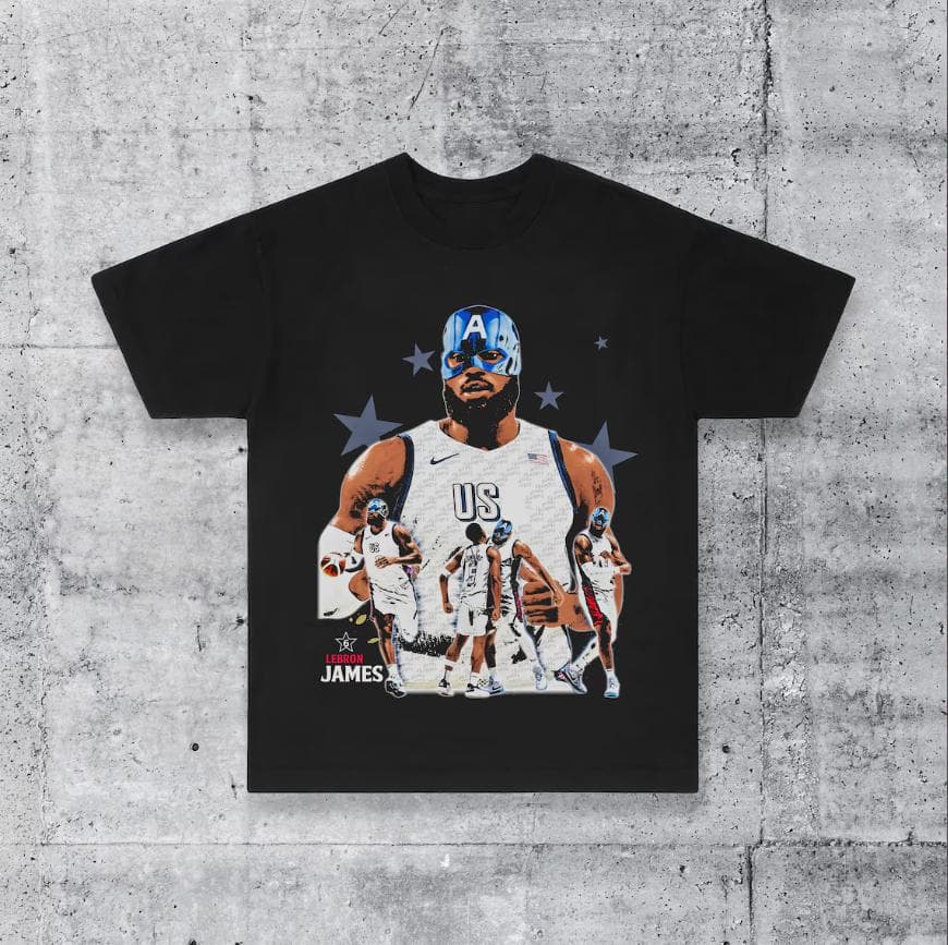 LeCaptain America James Streetwear Graphic Print Cotton Tee for USA Basketball Team, Men's Casual Wear – image 2, Paris LeBron LeCaptain America James Tee, Paris LeBron LeCaptain America James Merch, Paris LeBron LeCaptain America James Shirt, Paris LeBron LeCaptain America James Sweatshirt, Paris LeBron LeCaptain America James Hoodie, Paris LeBron LeCaptain America James Clothes