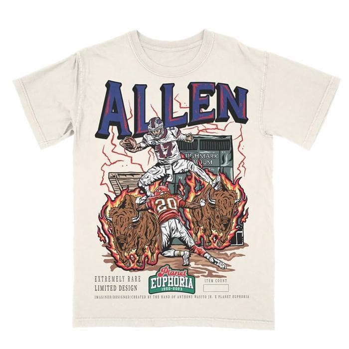 Camiseta Fútbol Americano Josh Allen Buffalo Limitada - Algodón Unisex Planet Euphoria – image 1, Josh Allen Tee, Josh Allen Merch, Josh Allen Shirt, Josh Allen Sweatshirt, Josh Allen Hoodie, Josh Allen Clothes