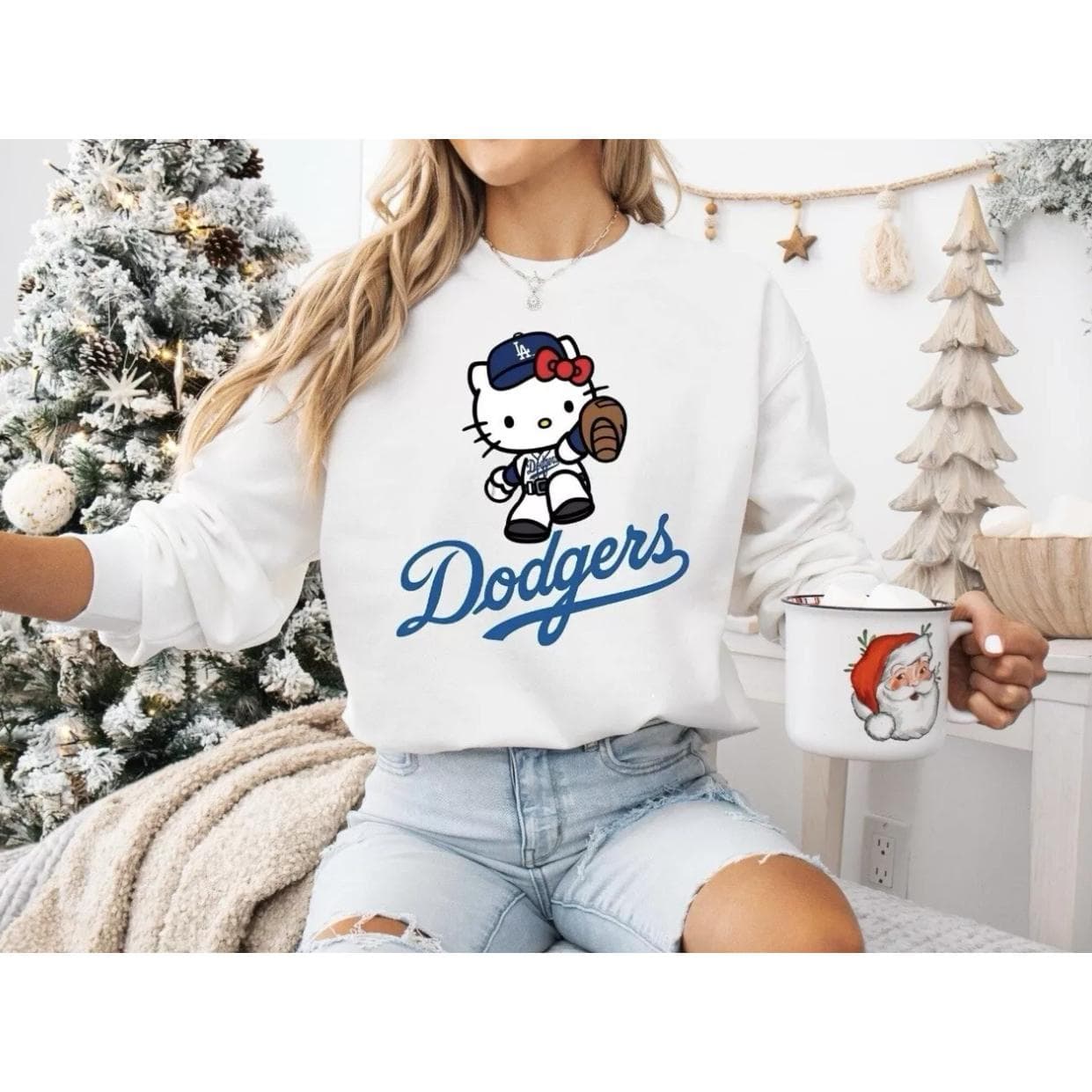 Los Angeles Dodgers Hello Kitty Sudadera Cuello Redondo Lavada Vintage – image 1, LA Dodgers Tee, LA Dodgers Merch, LA Dodgers Shirt, LA Dodgers Sweatshirt, LA Dodgers Hoodie, LA Dodgers Clothes