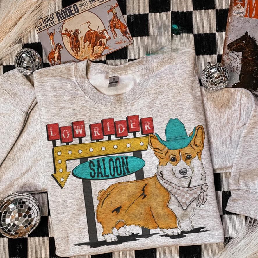 Low Rider Saloon Corgi Sweatshirt, T-shirt & Hoodie - Western Wear – image 1, Low Rider Saloon Corgi Tee, Low Rider Saloon Corgi Merch, Low Rider Saloon Corgi Shirt, Low Rider Saloon Corgi Sweatshirt, Low Rider Saloon Corgi Hoodie, Low Rider Saloon Corgi Clothes