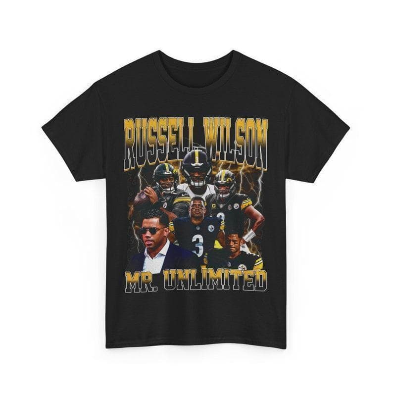 Medium Fit Classic Cotton Russell Wilson Vintage Football Tee for Unisex – image 1, Russell Wilson Tee, Russell Wilson Merch, Russell Wilson Shirt, Russell Wilson Sweatshirt, Russell Wilson Hoodie, Russell Wilson Clothes