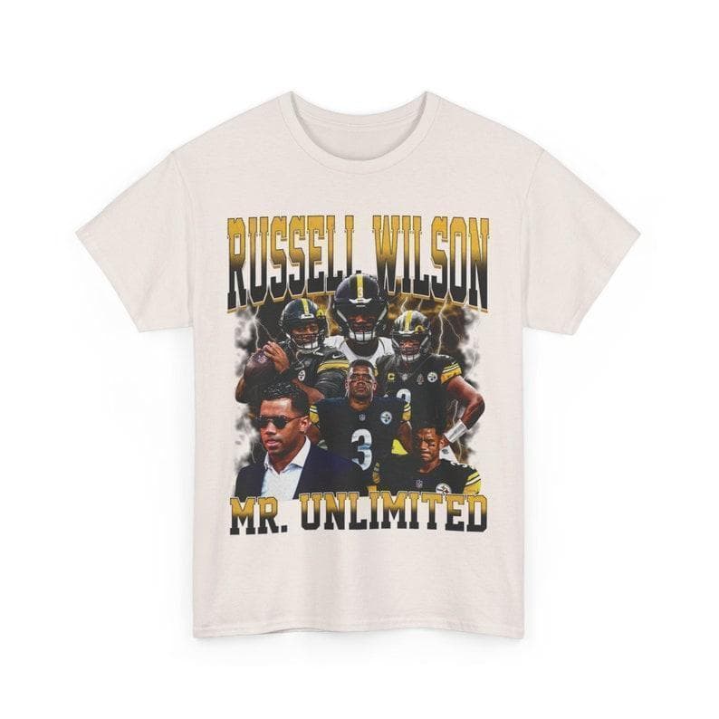 Medium Fit Classic Cotton Russell Wilson Vintage Football Tee for Unisex – image 3, Russell Wilson Tee, Russell Wilson Merch, Russell Wilson Shirt, Russell Wilson Sweatshirt, Russell Wilson Hoodie, Russell Wilson Clothes