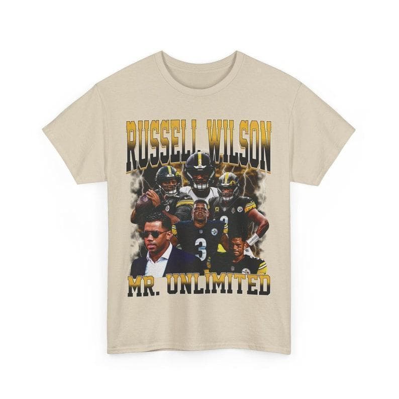 Medium Fit Classic Cotton Russell Wilson Vintage Football Tee for Unisex – image 4, Russell Wilson Tee, Russell Wilson Merch, Russell Wilson Shirt, Russell Wilson Sweatshirt, Russell Wilson Hoodie, Russell Wilson Clothes