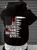 Sudadera con Capucha para Hombre con Estampado de Letras y Bandera, Ajuste Regular Streetwear, Comfort Colors 1 small thumbnail