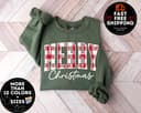 Merry Christmas Buffalo Plaid Sweatshirt | Family Crewneck Xmas Gift 2 small thumbnail