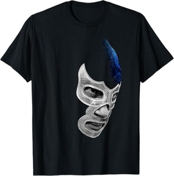Mex-Art Demon Blue Lucha Libre Legend T-Shirt, Sweatshirt & Hoodie – image 1, Mexican Wrestler Tee, Mexican Wrestler Merch, Mexican Wrestler Shirt, Mexican Wrestler Sweatshirt, Mexican Wrestler Hoodie, Mexican Wrestler Clothes