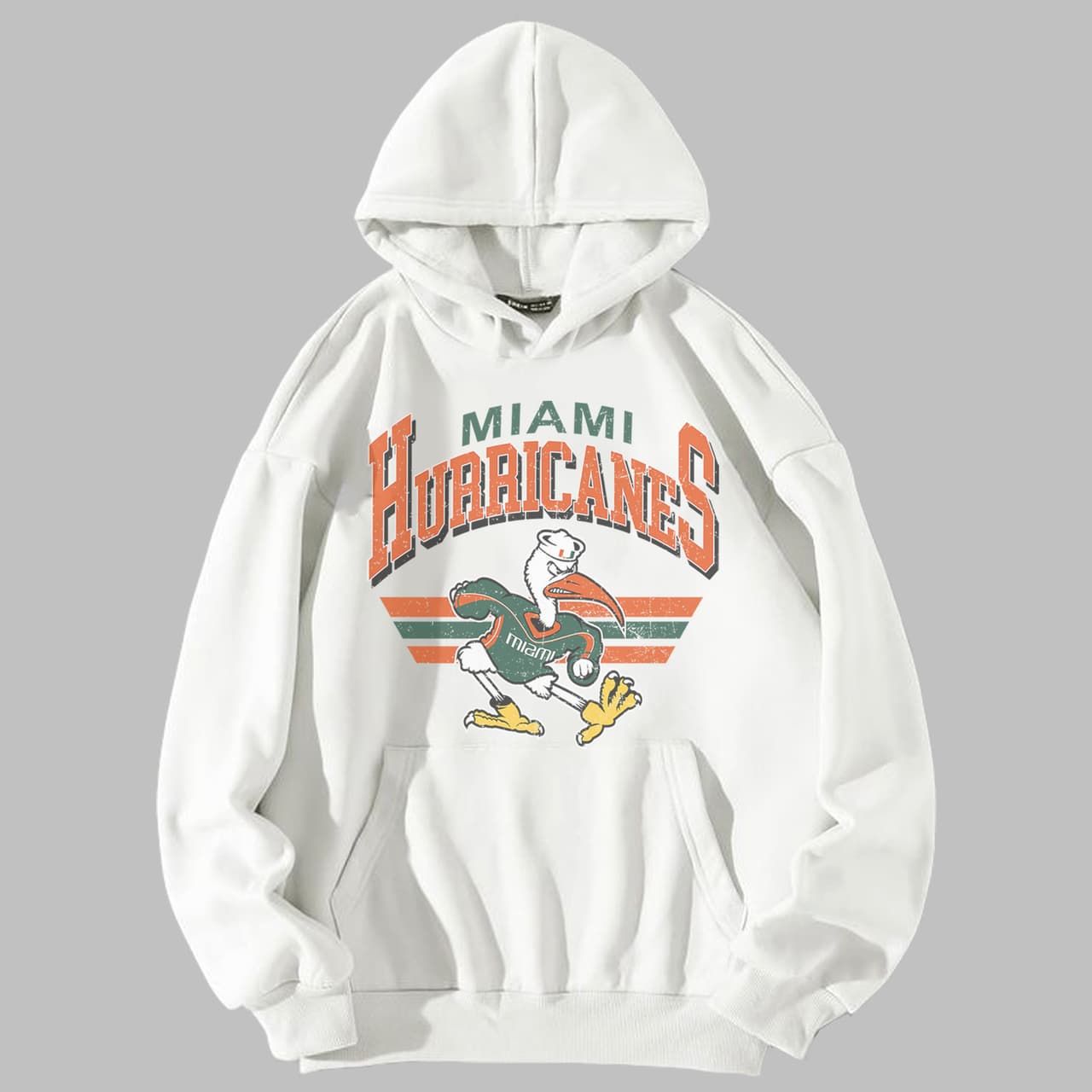 Miami Hurricanes Vintage Football NCAA Hoodie - Unisex Cotton – image 3, Miami Hurricanes Tee, miami hurricanes shirt, miami hurricanes t shirts, university of miami sweatshirt, university of miami shirts, university of miami t shirts, miami hurricane apparel