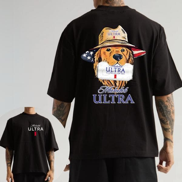 Michelob Ultra T-Shirt: Camiseta Gráfica de Perro Patriótico de Doble Cara para Amantes de la Cerveza – image 2, Michelob Ultra Tee, Michelob Ultra Merch, Michelob Ultra Shirt, Michelob Ultra Sweatshirt, Michelob Ultra Hoodie, Michelob Ultra Clothes