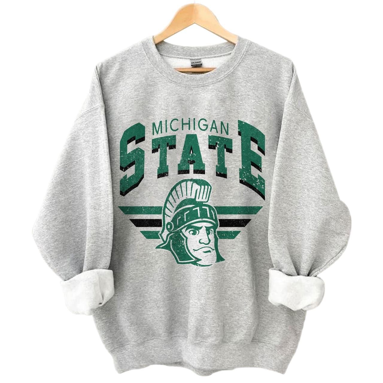 Michigan State Spartans Vintage NCAA Football Sweatshirt - Unisex Cotton – image 1, Michigan State Spartans Tee, Michigan State Spartans Merch, Michigan State Spartans Shirt, Michigan State Spartans Sweatshirt, Michigan State Spartans Hoodie, Michigan State Spartans Clothes