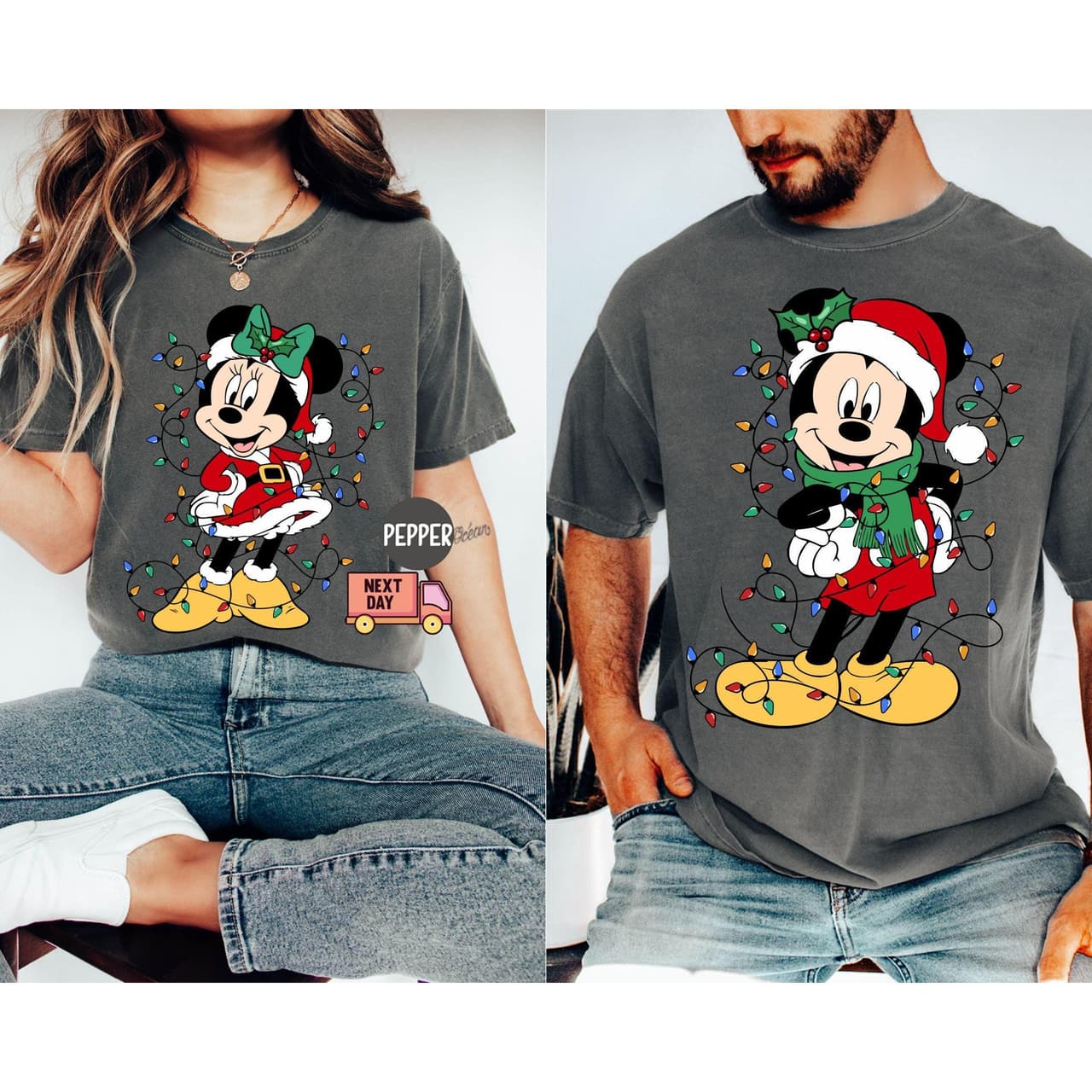 Mickkey Minniie Mouse Camisetas de Navidad y Fiesta para Parejas, Regalo – image 1, disney shirt, cameron boyce merch, disney shirts for women, disney tee shirts womens, womens disney tee, disney family shirts, disney t shirts family