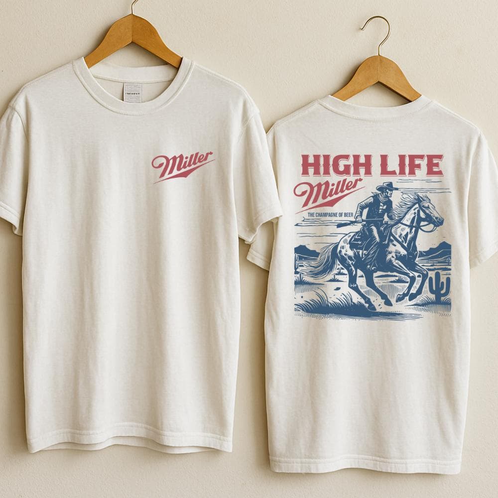 Miller High Life Camisa Vaquera - Champagne of Beers Camiseta de Rodeo Para Hombres – image 1, miller Tee, miller Merch, miller Shirt, miller Sweatshirt, miller Hoodie, miller Clothes