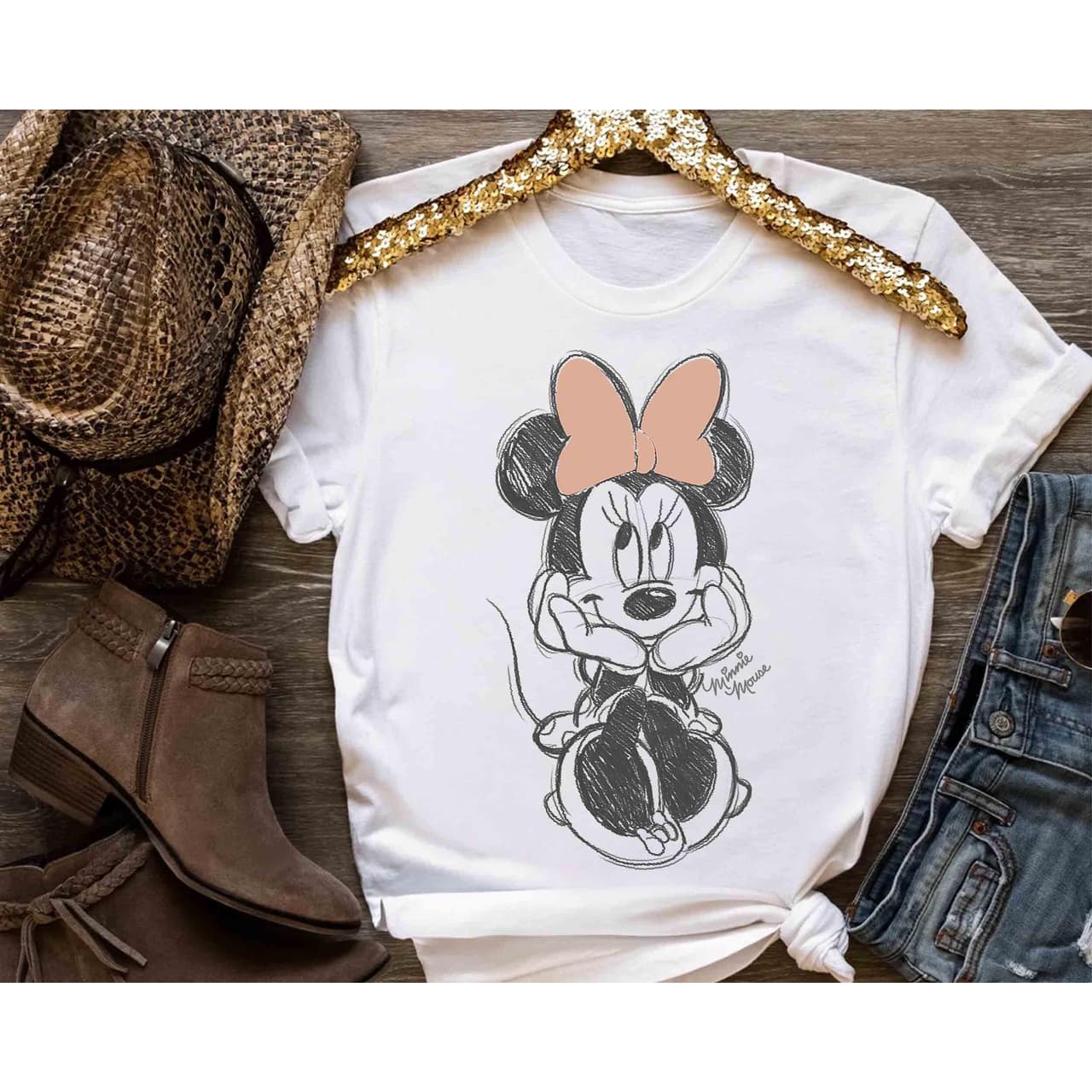 Minnie Mouse Vintage Sketch T-Shirt, Mickey Friends Magic Kingdom Gift – image 2, Mickey Tee, Mickey Merch, Mickey Shirt, Mickey Sweatshirt, Mickey Hoodie, Mickey Clothes