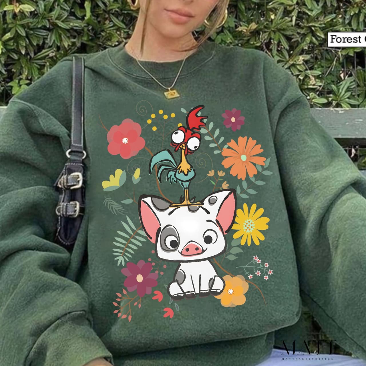 Moana Pua Hei Hei Retro 70s Floral Sweatshirt & Tee | Family Trip – image 2, Retro 70S Floral Pua And Hei Hei Tee, Retro 70S Floral Pua And Hei Hei Merch, Retro 70S Floral Pua And Hei Hei Shirt, Retro 70S Floral Pua And Hei Hei Sweatshirt, Retro 70S Floral Pua And Hei Hei Hoodie, Retro 70S Floral Pua And Hei Hei Clothes