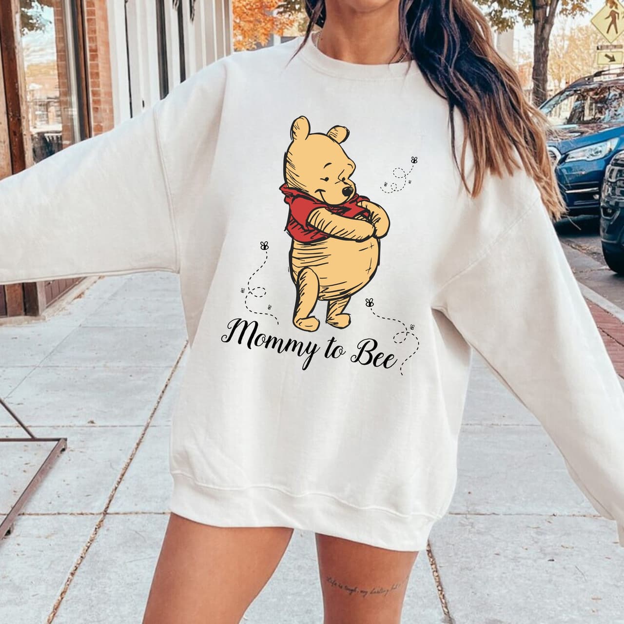 Mommy To Bee Sweatshirt, Cartoon Pooh Pregnancy Reveal Gift – image 1, Pooh Tee, Pooh Merch, Pooh Shirt, Pooh Sweatshirt, Pooh Hoodie, Pooh Clothes