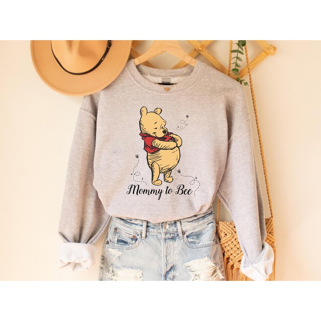 Mommy To Bee Sweatshirt, Cartoon Pooh Pregnancy Reveal Gift – image 4, Pooh Tee, Pooh Merch, Pooh Shirt, Pooh Sweatshirt, Pooh Hoodie, Pooh Clothes